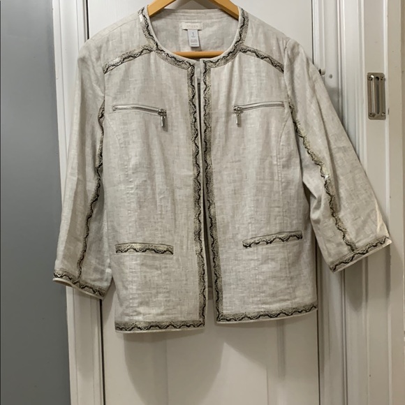Chico's Jackets & Blazers - CHICO’S Elegant Cream Jacket with snake skin Black/Cream Trim